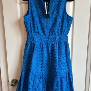 NWT Short Cotton Blue Eyelet Sleeveless Summer Dress